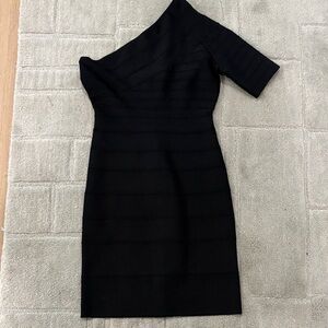 HERVE LEGER ONE SHOULDER BANDAGE DRESS